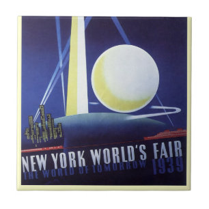 New York City World's Fair in 1939, Vintage Travel Ceramic Tile