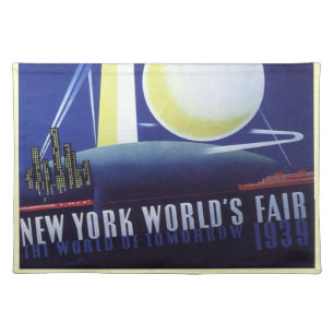 New York City World's Fair in 1939, Vintage Travel Cloth Placemat
