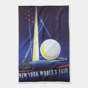 New York City World's Fair in 1939, Vintage Travel Kitchen Towel