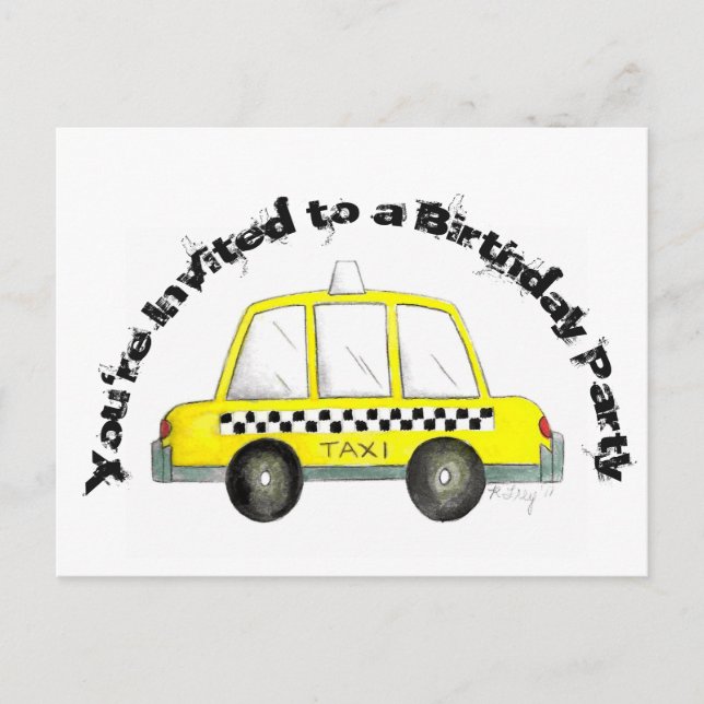 New York City Yellow Taxi Cab NYC Party Invitation Postcard (Front)