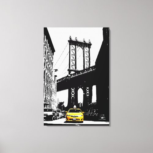 New York City Yellow Taxi Nyc Brooklyn Bridge Canvas Print