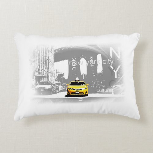 New York City Yellow Taxi Pop Art Decorative Pillow