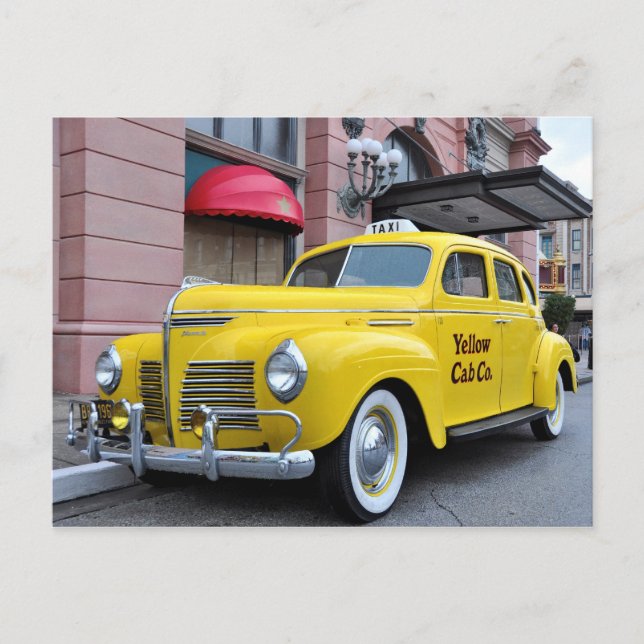 New York City Yellow Vintage Cab Postcard (Front)