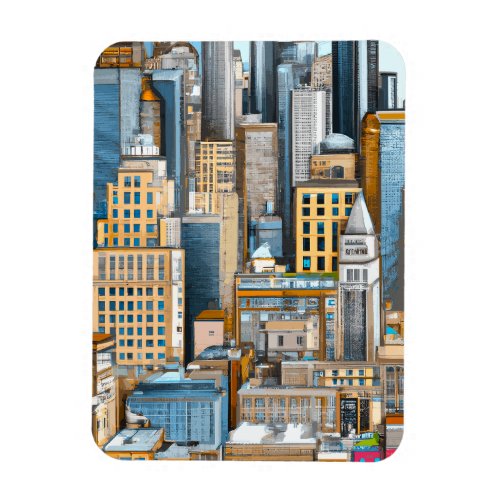 New York Cityscape Illustration Magnet