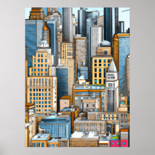 New York Cityscape Illustration Poster