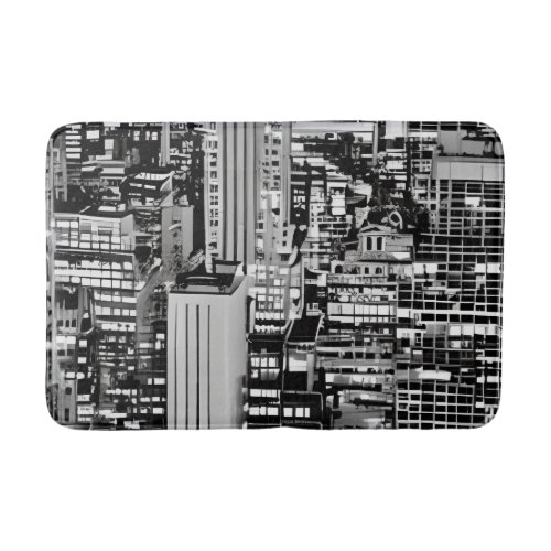 New York Cityscape in Black and White  Bath Mat