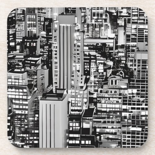 New York Cityscape in Black and White Beverage Coaster