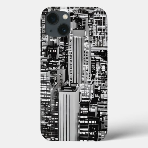 New York Cityscape in Black and White  iPhone 13 Case