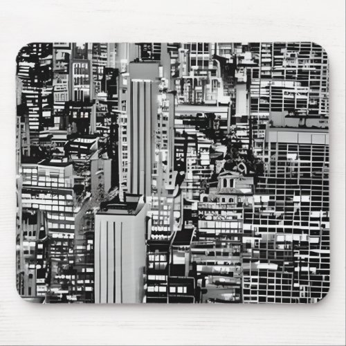 New York Cityscape in Black and White Mouse Pad