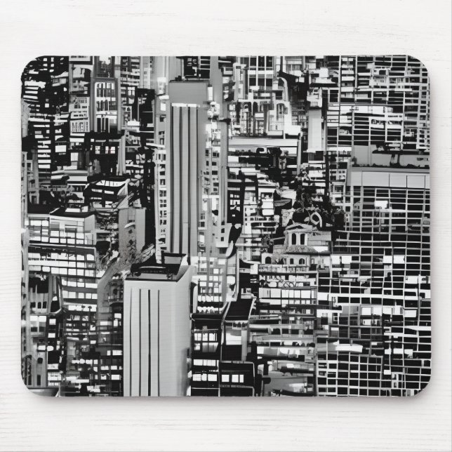 New York Cityscape in Black and White Mouse Pad (Front)