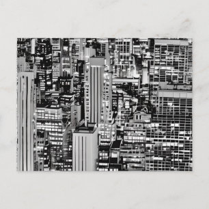 New York Cityscape in Black and White Postcard