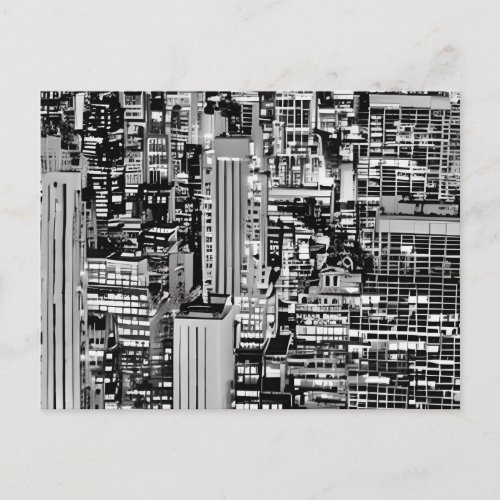 New York Cityscape in Black and White Postcard