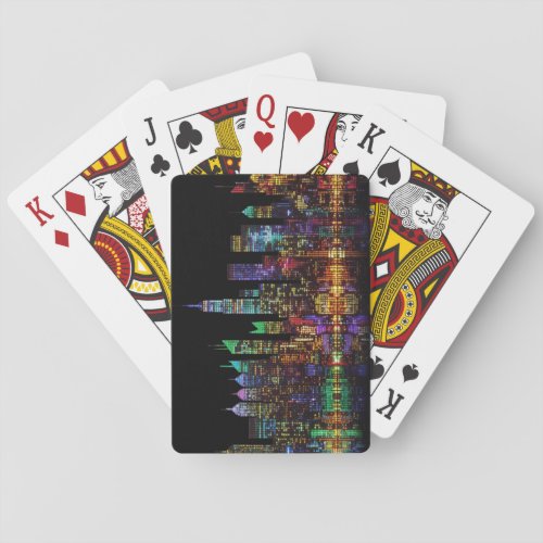 New York Cityscape LED Art Style Playing Cards