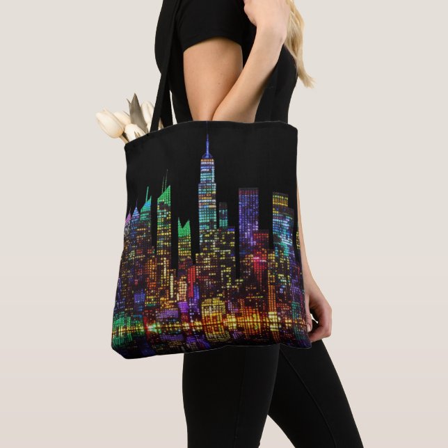 New York Cityscape, LED Light Style Tote Bag (Close Up)