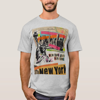 New York Cityscape Travel Magazine Pop Art Collage T-Shirt