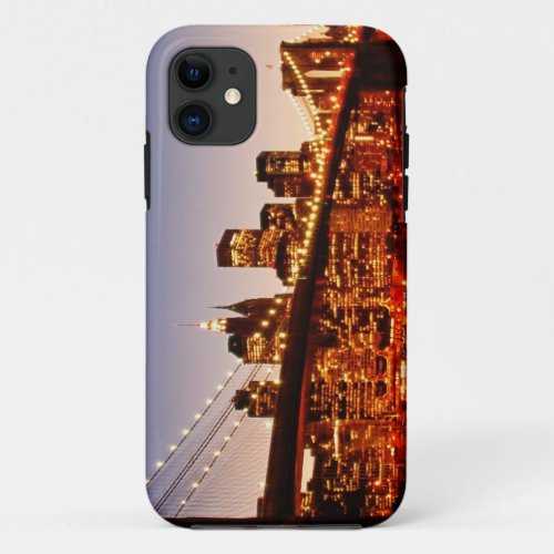 New York cityscape with bridge over river iPhone 11 Case