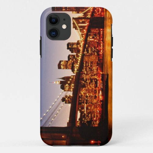 New York cityscape with bridge over river iPhone 11 Case