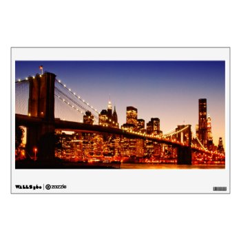 New York Cityscape With Bridge Over River Wall Decal by iconicnewyork at Zazzle