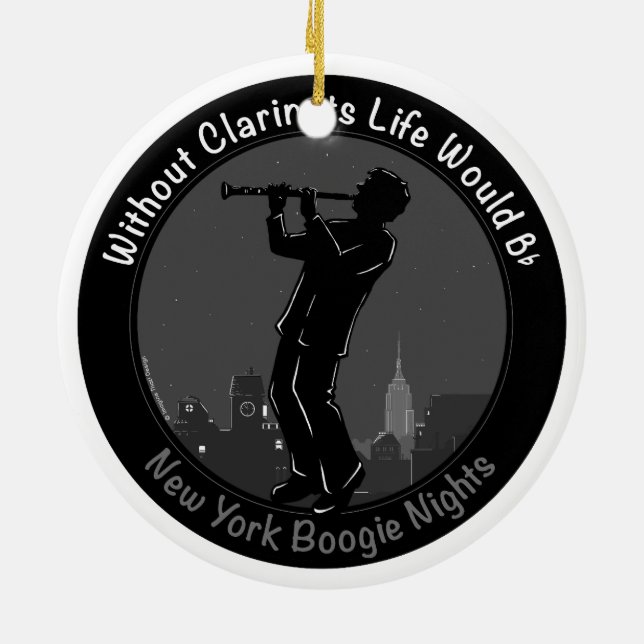 New York Clarinet Player Ceramic Ornament (Back)