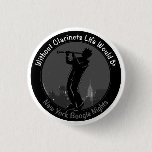 New York Clarinet Player Pinback Button