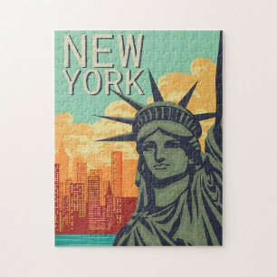 NEW YORK Classic Vintage Statue of Liberty View Jigsaw Puzzle