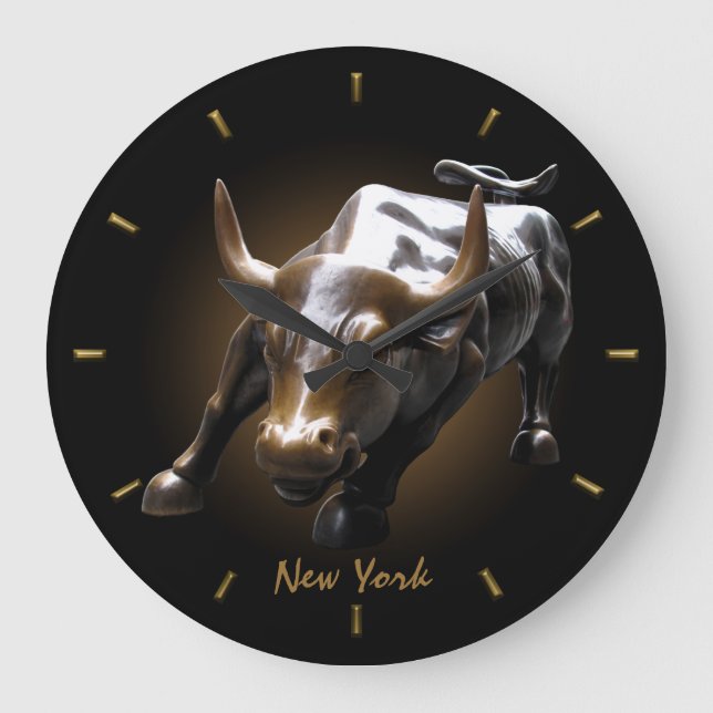New York Clock Bull Statue Gifts NYC Wall Clock (Front)