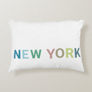New York Colorful Text Accent Pillow