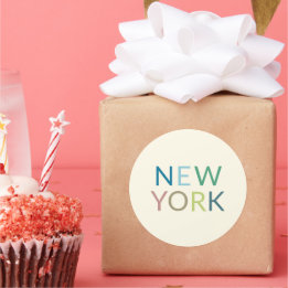 New York Colorful Text    Classic Round Sticker