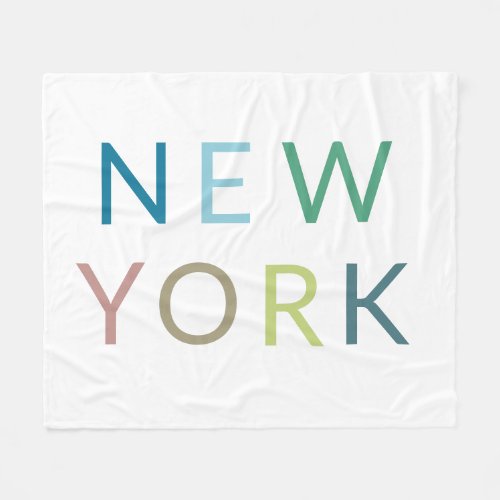 New York Colorful Text  Fleece Blanket