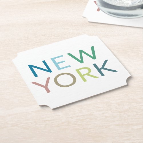 New York Colorful Text  Paper Coaster