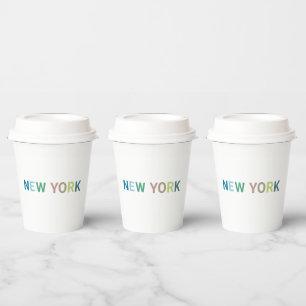 New York Colorful Text Paper Cups
