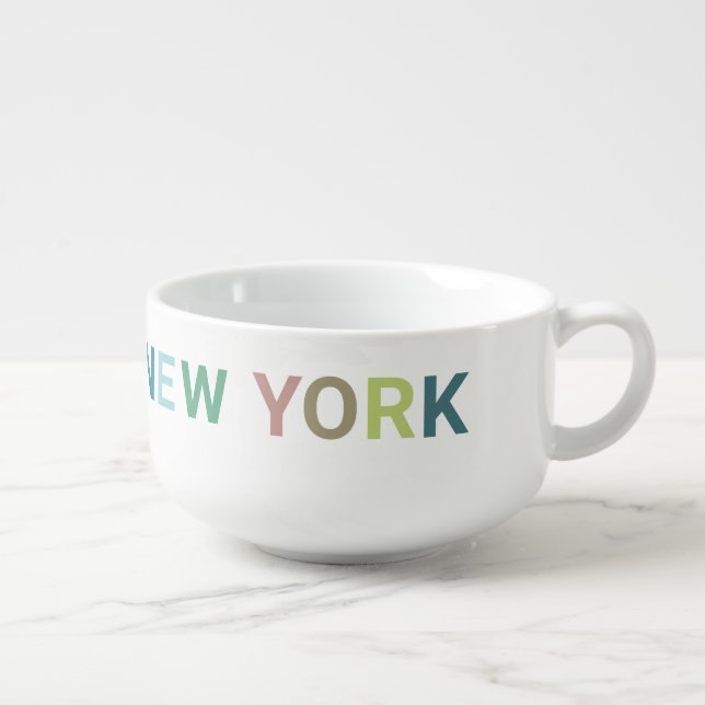 New York Colorful Text       Soup Mug (Left)