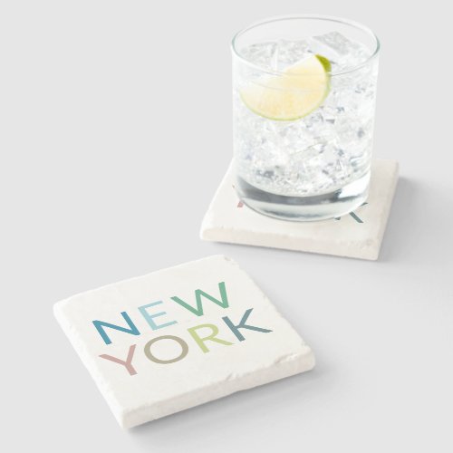 New York Colorful Text   Stone Coaster