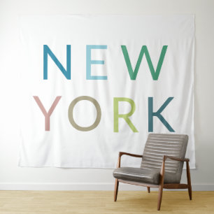 New York Colorful Text  Tapestry