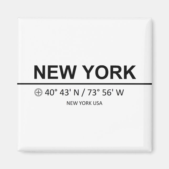 New York Coordinaten - New York Coordinates Magnet (Front)