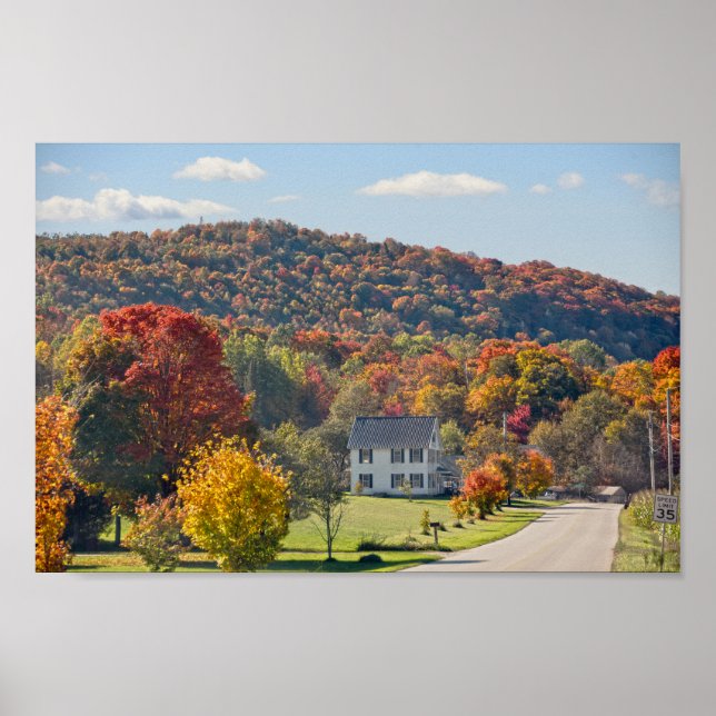 New York Country Road in Autumn Poster (Front)