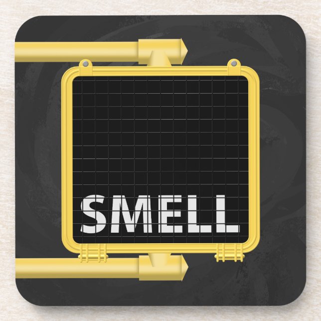 New York Crosswalk Sign Smell Beverage Coaster (Front)