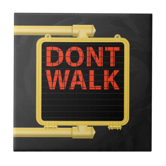 New York Crosswalk Sign Walk Ceramic Tile (Front)