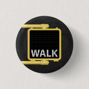 New York Crosswalk Sign Walk Pinback Button