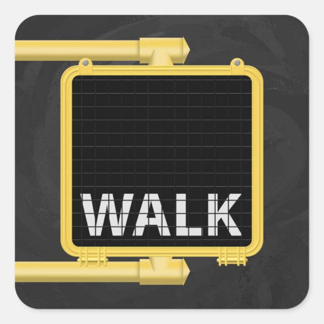 New York Crosswalk Sign Walk Square Sticker (Front)