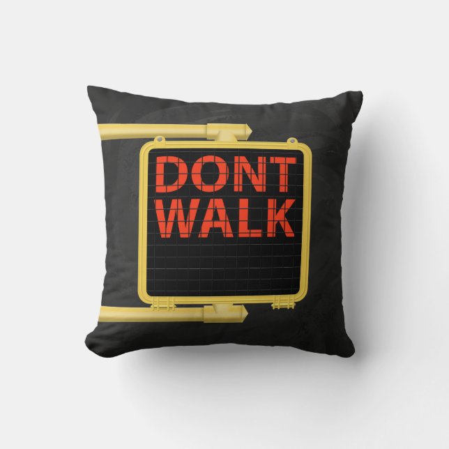 New York Crosswalk Sign Walk Throw Pillow (Front)