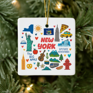 New York Custom Family Trip Christmas Ceramic Ornament