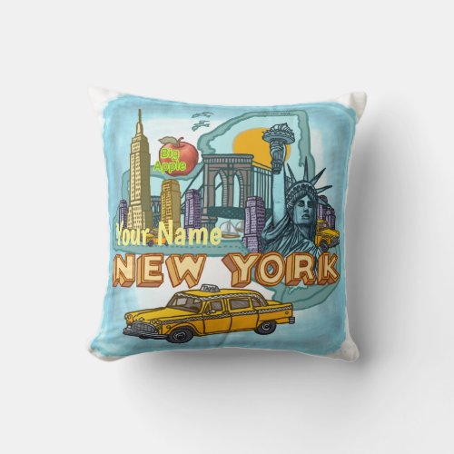 New York custom name Throw Pillow