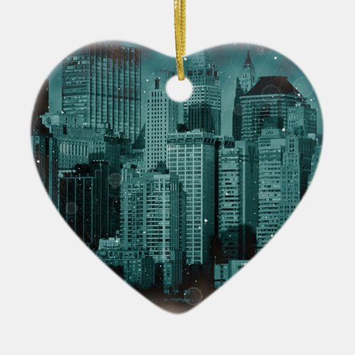 New York _ Damaged Photo Effect Ceramic Ornament