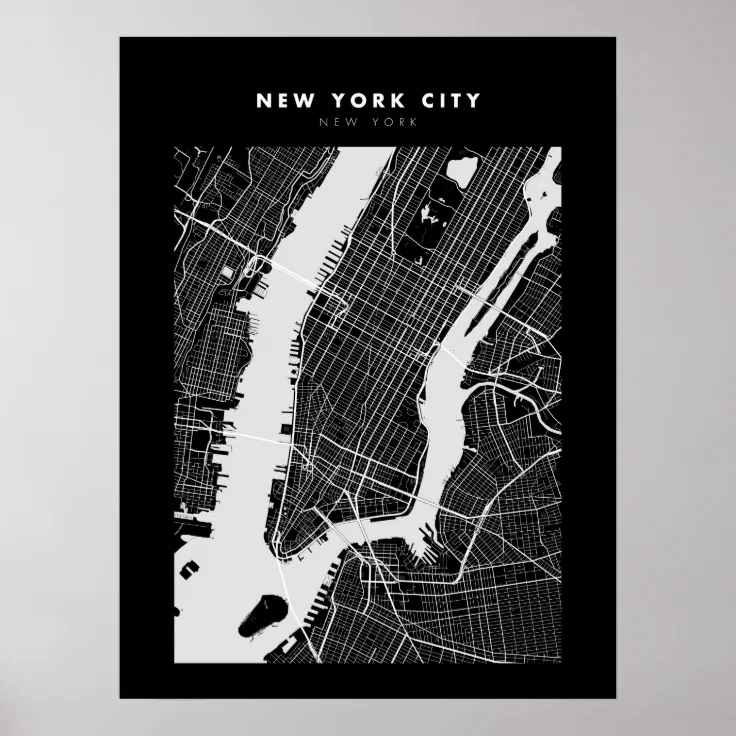 New York Dark City Map Poster 