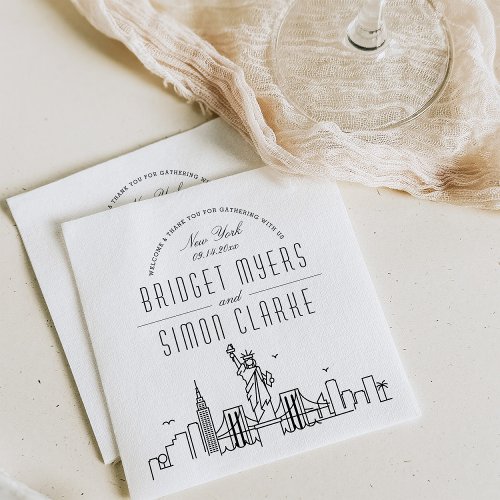 New York Deco Skyline | Wedding Event Napkins
