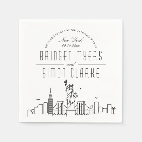 New York Deco Skyline  Wedding Event Napkins