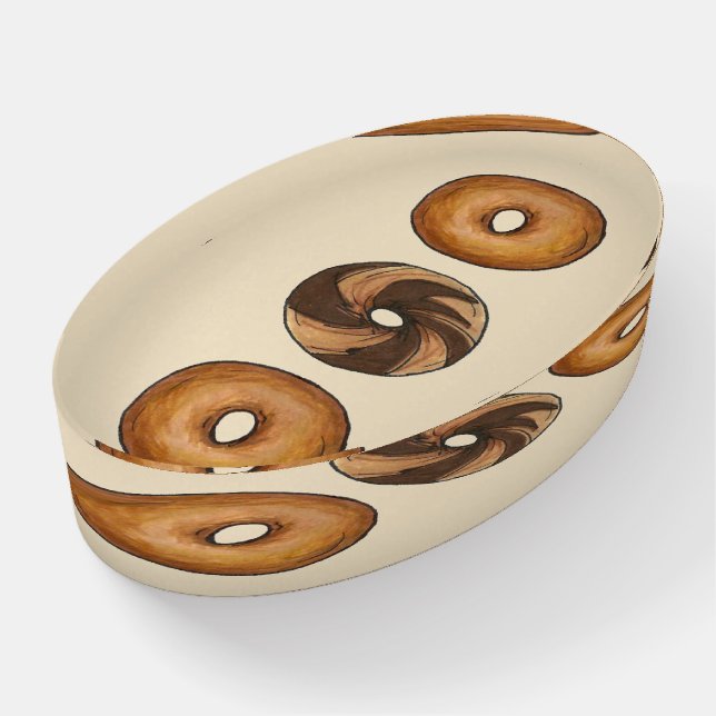 New York Deli Breakfast Bagels Plain Marble Rye Paperweight (Angled)