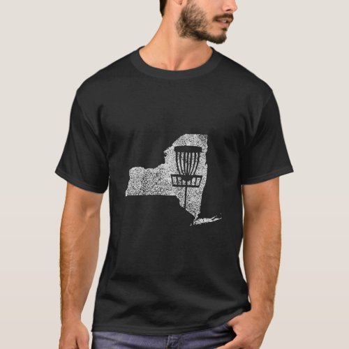 New York Disc Golf State With Basket Distressed Gr T_Shirt