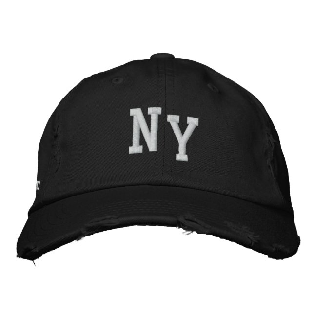NEW YORK DISTRESSED CHINO TWILL CAP - BLACK (Front)